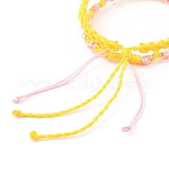 2Pcs 2 Colors Peach Blossom Braided Cord Bracelet&nbsp;BJEW-JB07610-01