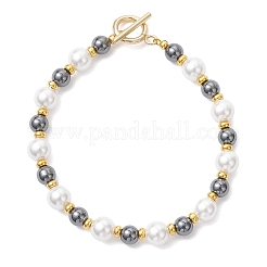 Shell Pearl & Non-Magnetic Synthetic Hematite Beaded Bracelets for Women&nbsp;BJEW-JB12897