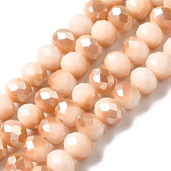 Electroplate Opaque Solid Color Glass Beads Strands&nbsp;EGLA-A034-P8mm-K07