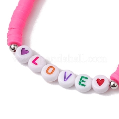 3Pcs 3 Colors Polymer Clay Disc Beaded Stretch Bracelet Sets&nbsp;BJEW-JB10441-02
