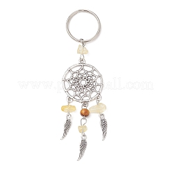 Natural Citrine & Wood Beads Keychains&nbsp;KEYC-JKC01279