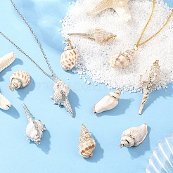 5Pcs Electroplate Natural Spiral Shell Pendants&nbsp;BSHE-YW0001-09