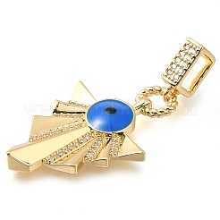 Brass Micro Pave Clear Cubic Zirconia Enamel Pendants&nbsp;KK-S049-30G