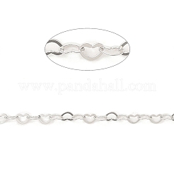 Anti-Tarnish Rhodium Plated 925 Sterling Silver Heart Link Chains&nbsp;STER-NH0001-28B-P