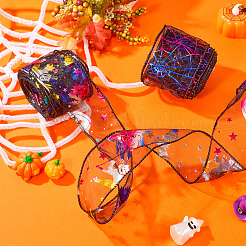 2 Rolls 2 Styles Halloween Theme Polyester Ribbons&nbsp;OCOR-TA0002-20