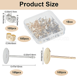 200Pcs 2 Color 304 Stainless Steel Stud Earring Findings&nbsp;STAS-SP0001-50