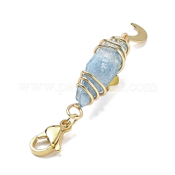 Wire Wrapped Nuggets Electroplated Natural Quartz Crystal Pendant Decorations&nbsp;HJEW-JM03127-04