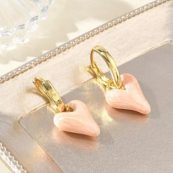 Brass Enamel Dangle Hoop Earrings for Women&nbsp;KK-CBA760A-06G