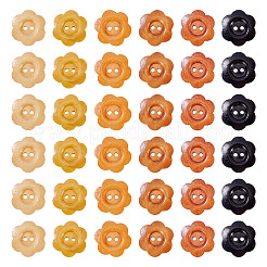 90Pcs 6 Colors 2-Hole Wood Flower Buttons&nbsp;BUTT-TA0001-40D