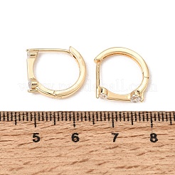 Brass Pave Cubic Zirconia Hoop Earrings&nbsp;KK-CBACA55-16G