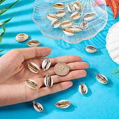 24Pcs 4 Styles Electroplate Cowrie Shell Link Connectors Charms and Pendants&nbsp;SHEL-TA0001-25