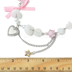 Alloy Heart Pendant Necklace with Bowknot&nbsp;NJEW-FZ00008