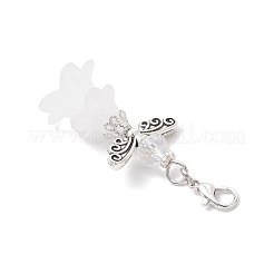 5Pcs Flower Angel Alloy & Acrylic Pendant Decorations&nbsp;HJEW-JM03784