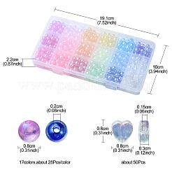 526Pcs 18 Style Transparent Acrylic Beads&nbsp;MACR-YW0002-07