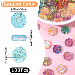 100Pcs Baking Paint and Golden Metal Enlaced Glass Beads&nbsp;DGLA-SC0001-06