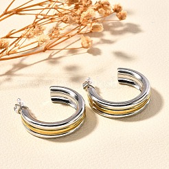 304 Stainless Steel Two Tone Stud Earrings&nbsp;EJEW-F355-05GP-06