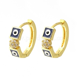 Brass Clear Cubic Zirconia Hoop Earrings&nbsp;EJEW-M047-07G