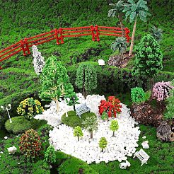 8 Style Plastic Tree & Grass & Fences & Street Lamp & Bench Model&nbsp;AJEW-CA0001-63