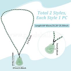 2Pcs 2 Colors Resin Imitation Gemstone Maitreya Buddha Pendant Necklace&nbsp;NJEW-UN0001-58B