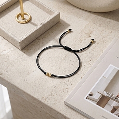 Adjustable Brass Round Bead Polyester Braided Cord Bracelets for Women&nbsp;ZQ0354-1