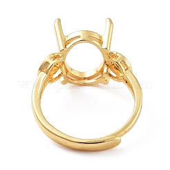 Rack Plating Oval Brass Micro Pave Cubic Zirconia Adjustable Solitaire Ring Components&nbsp;KK-Q819-04G