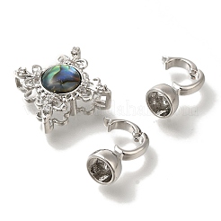 Brass & Abalone & Shell Fold Over Clasps&nbsp;KK-K389-131P