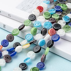 Flat Round Handmade Millefiori Glass Beads&nbsp;LK-R004-49
