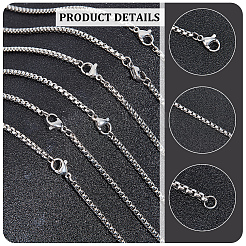 10Pcs 304 Stainless Steel Box Chain Necklaces Set for Men Women&nbsp;NJEW-NB0001-14