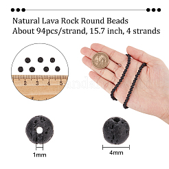 4 Strands Natural Lava Rock Round Beads Strands&nbsp;G-NB0004-86