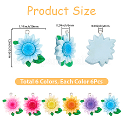 36Pcs 6 Colors Opaque Resin Pendants&nbsp;RESI-SC0006-82