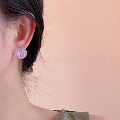 Transparent Acrylic Smiling Face Stud Earrings with Sequins&nbsp;FS-WG0A61D-04