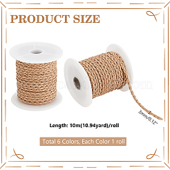 6 Rolls 6 Colors Imitation Leather Braided Cord&nbsp;WL-PH0004-24