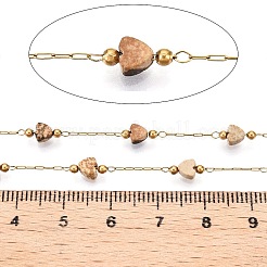 Handmade Natural Gemstone Beads Heart Chains&nbsp;CHS-T006-27G