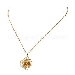 Brass Micro Pave Clear Cubic Zirconia 3D Flower Pendant 304 Stainless Steel Cable Chain Necklaces for Women&nbsp;NJEW-JN06523