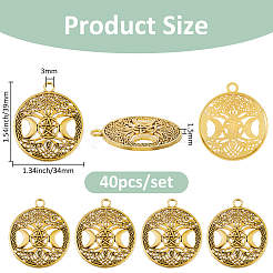 40Pcs Tibetan Style Hollow Alloy Pendants&nbsp;TIBEP-FH0001-29AG