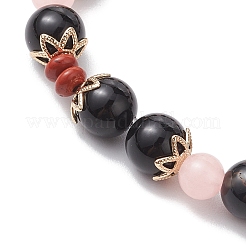 Natural Red Jasper & Black Onyx(Dyed & Heated) & Luminous Acrylic Beaded Stretch Bracelets for Women Men&nbsp;BJEW-JB10502