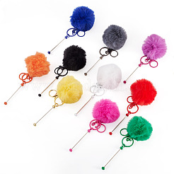 10Pcs 10 Colors Polyester Wool Keychain Bar&nbsp;AJEW-TA0003-04