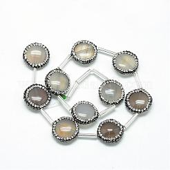 Natural Grey Agate Rhinestone Beads&nbsp;G-Q487-02