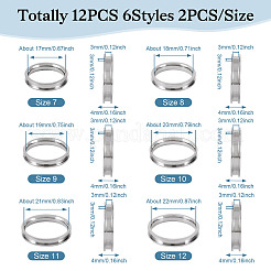 12Pcs 6 Size 201 Stainless Steel Grooved Finger Ring Settings&nbsp;RJEW-TA0001-06P