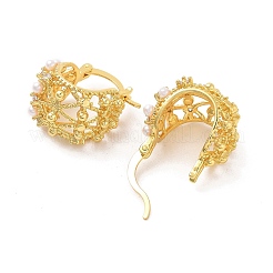 Rack Plating Brass ABS Imitation Pearl Hoop Earrings&nbsp;EJEW-M029-04G