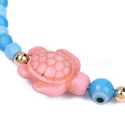 Tortoise Synthetic Turquoise Braided Bead Bracelets for Women&nbsp;BJEW-JB11695