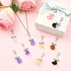 60Pcs 10 Colors Acrylic & Glass Pearl Pendant Decorations&nbsp;HJEW-YW00251