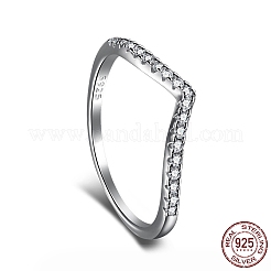 Rhodium Plated 925 Sterling Silver Micro Pave Cubic Zirconia Finger Ring for Women&nbsp;RJEW-F150-15B-01P