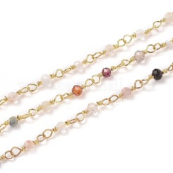 Natural Mixed Stone & Tourmaline Handmade Beaded Chains&nbsp;CHC-K008-A05