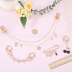 Alloy with Resin Cherry Keychains & Alloy Enamel with Iron Musical Note Brooch & Alloy Rhinestone Heart Charm Purse Chains & Alloy Rhinestone Heart Link Purse Strap Extenders&nbsp;SJEW-AR00001
