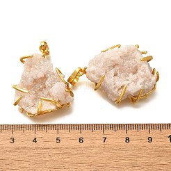 Electroplated Natural Druzy Agate Pendants&nbsp;G-K338-45G-04