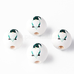 Painted Natural Wood Round Beads&nbsp;WOOD-N006-180A