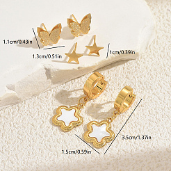 3 Pairs Stainless Steel Hoop Earring & Stud Earring Sets&nbsp;WT8071