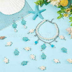 100Pcs 2 Colors Dyed Synthetic Turquoise Connector Charms&nbsp;PALLOY-AB00150