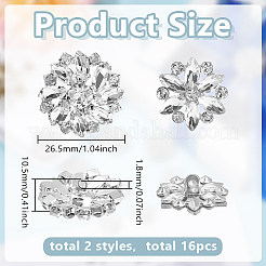 16Pcs 2 Styles Brass Rhinestone Shank Buttons&nbsp;FIND-AR0006-56